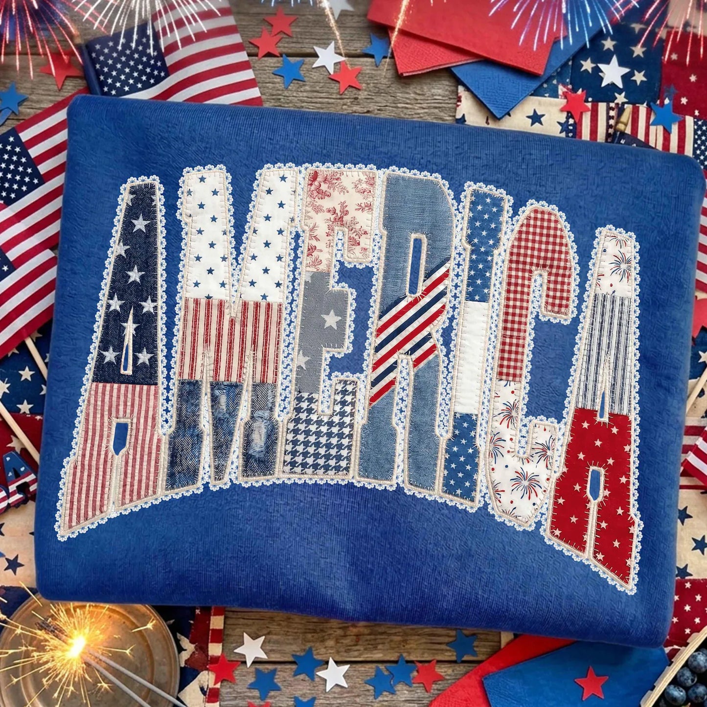 FAUX QUILTED AMERICA - DTF TRANSFER