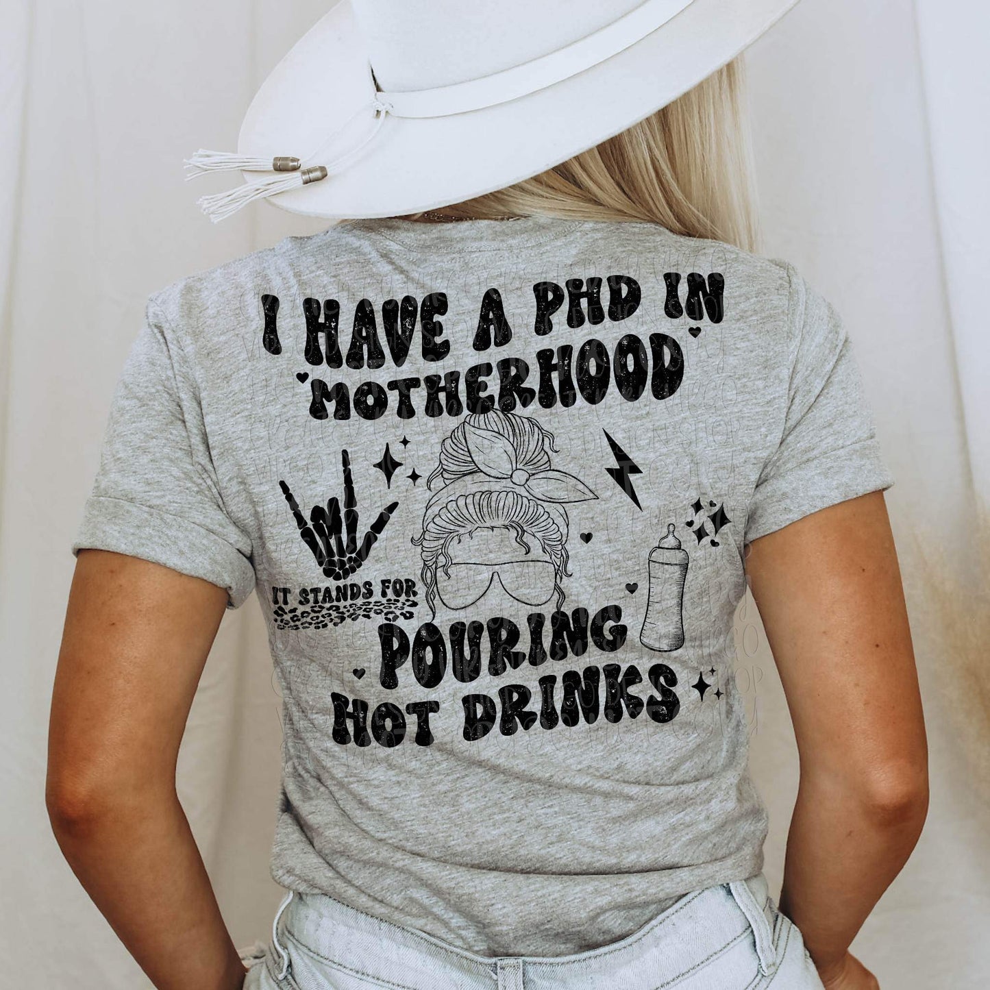 PHD IN MOTHERHOOD *OLLIE & CO. EXCLUSIVE* - FRONT+BACK - DTF TRANSFER