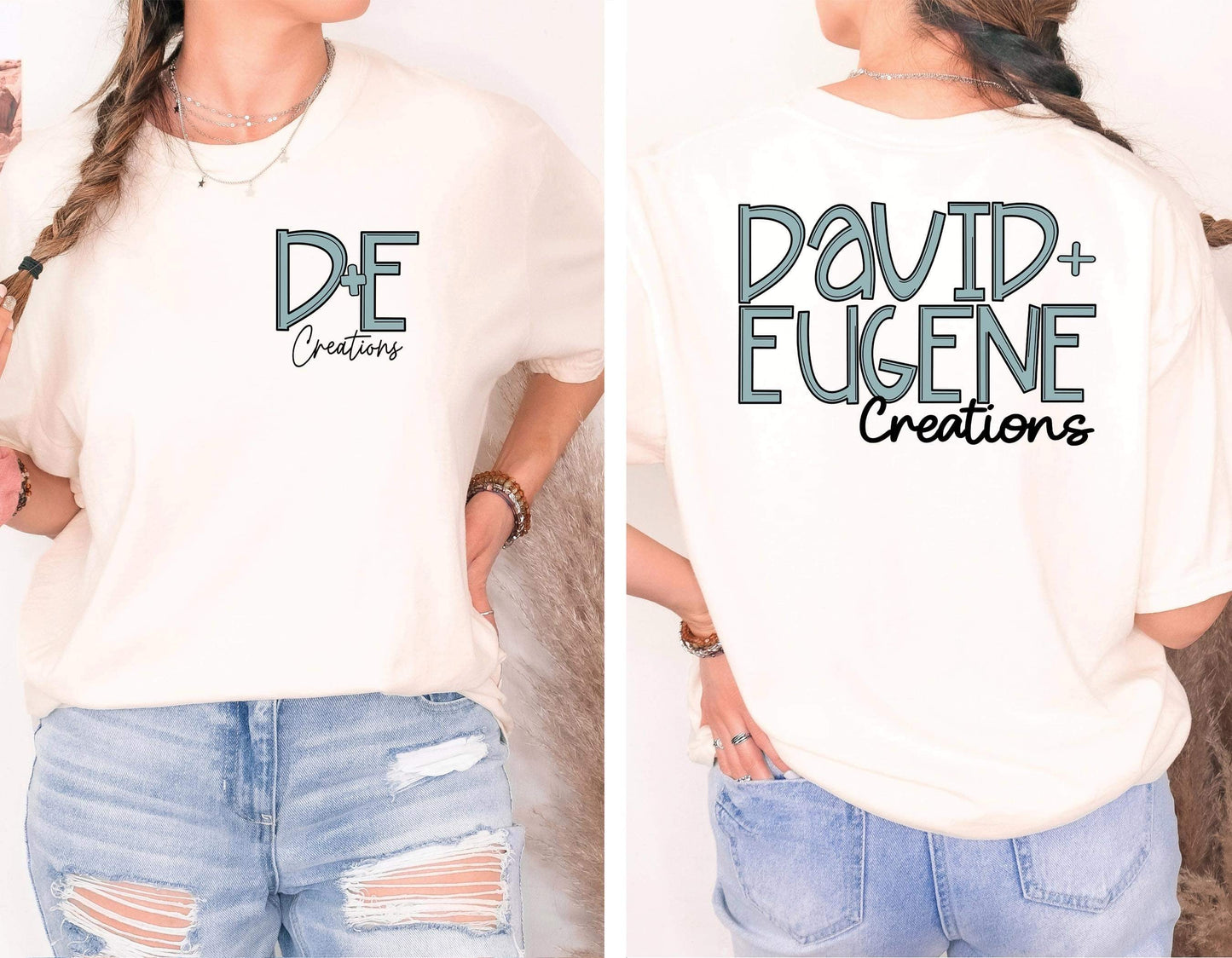 Blue theme Business Name Tee- Front ONLY NO pocket