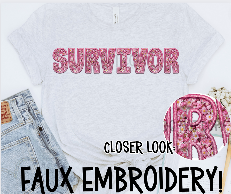 SURVIVOR - *OLLIE & CO. EXCLUSIVE* - FAUX EMBROIDERY/FAUX SEQUIN - DTF TRANSFER