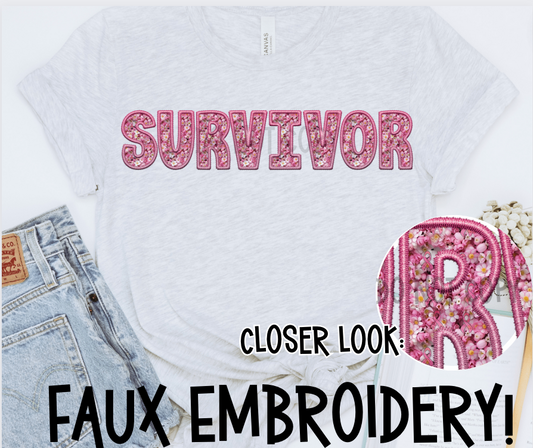 SURVIVOR - *OLLIE & CO. EXCLUSIVE* - FAUX EMBROIDERY/FAUX SEQUIN - DTF TRANSFER