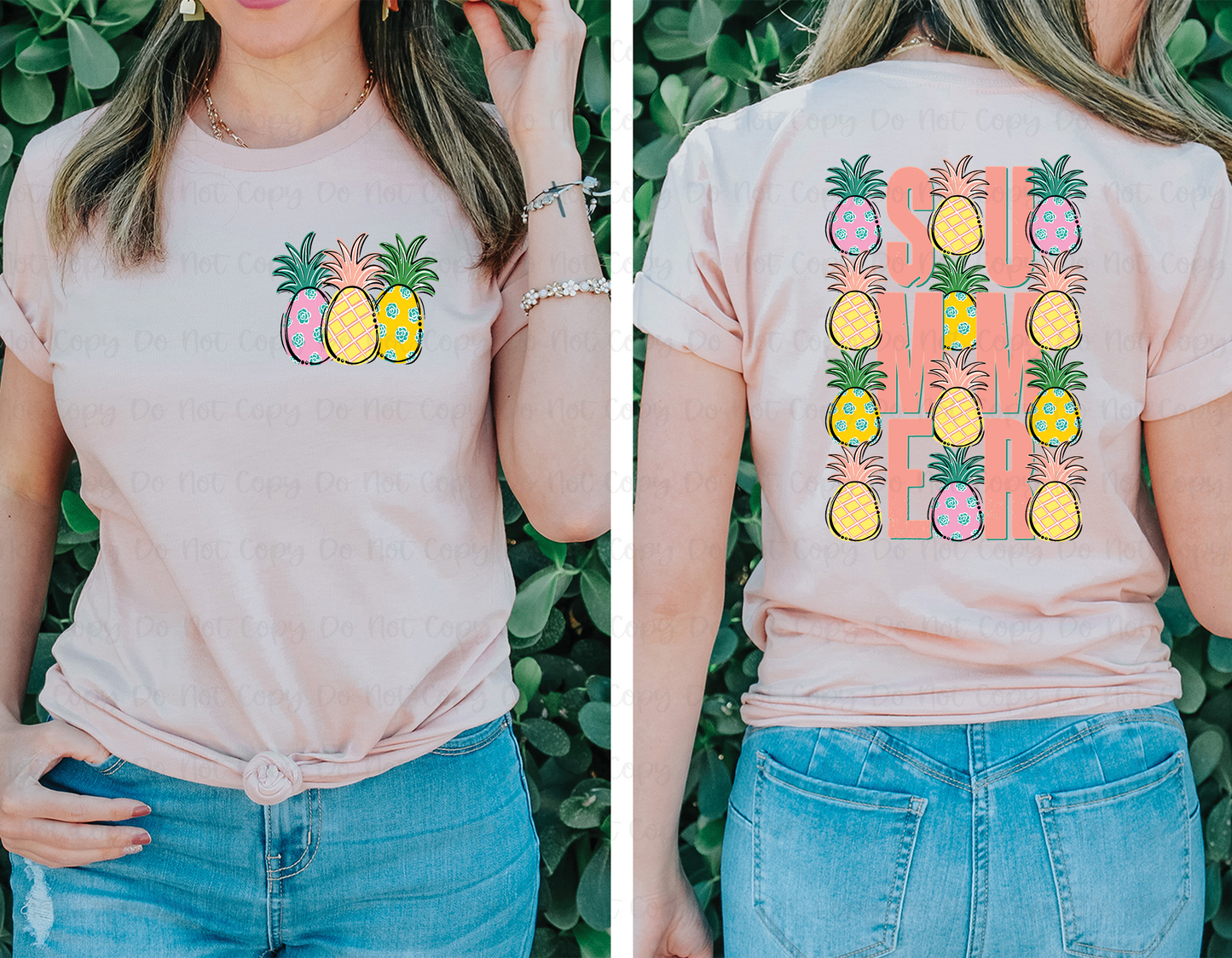SUMMER PINEAPPLE - FRONT+BACK - DTF TRANSFER
