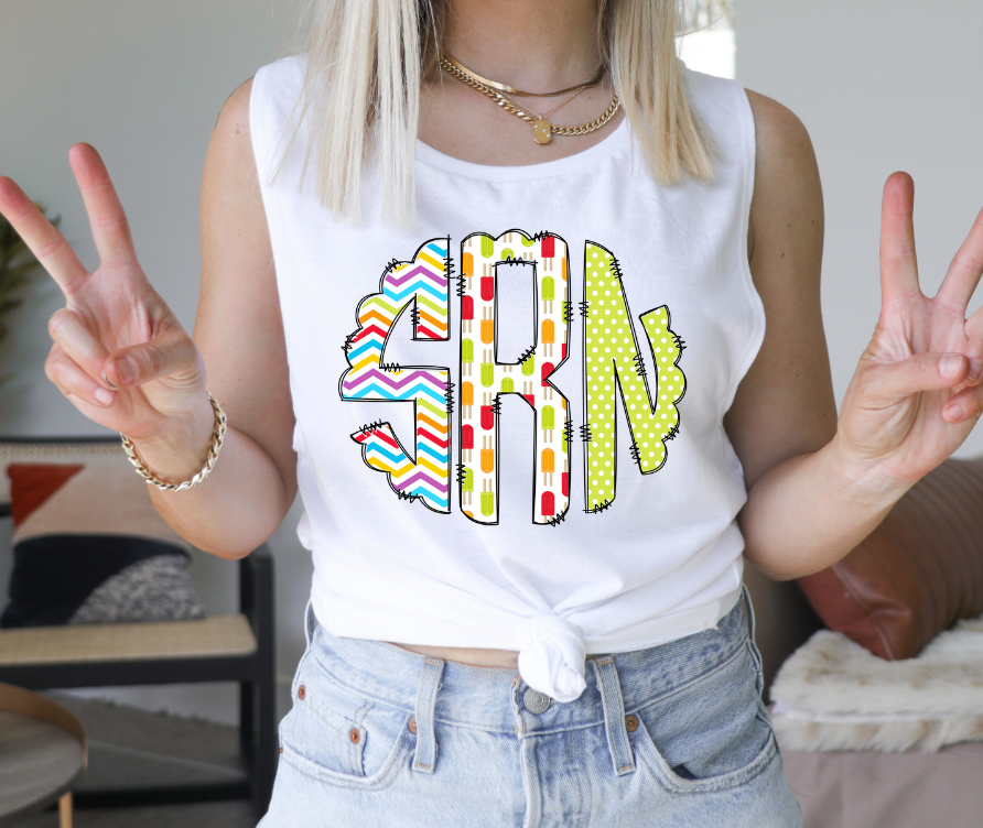 Chevron Popsicles and polka dots monogram