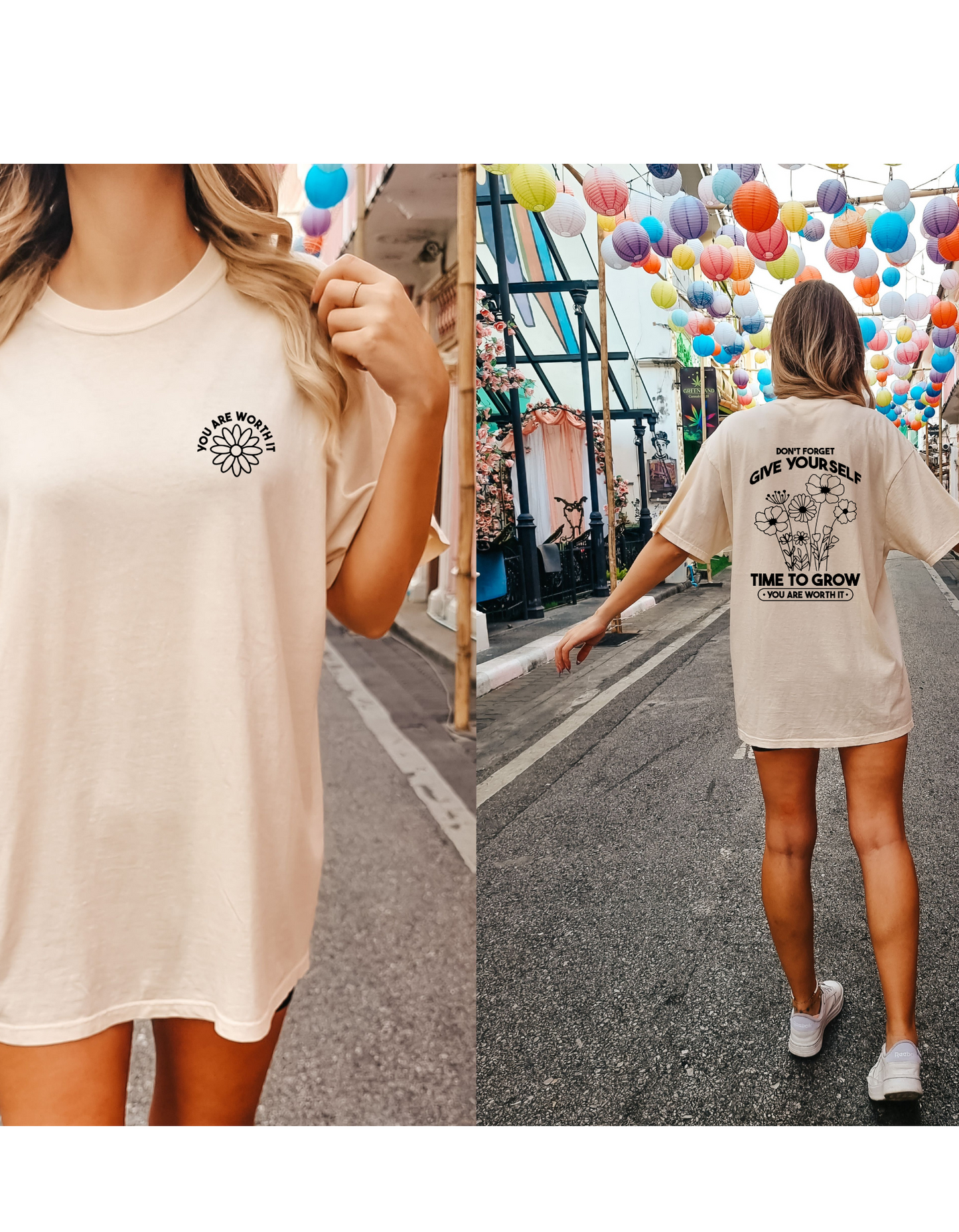 GIVE YOURSELF TIME TO GROW - FRONT+BACK - DTF TRANSFER