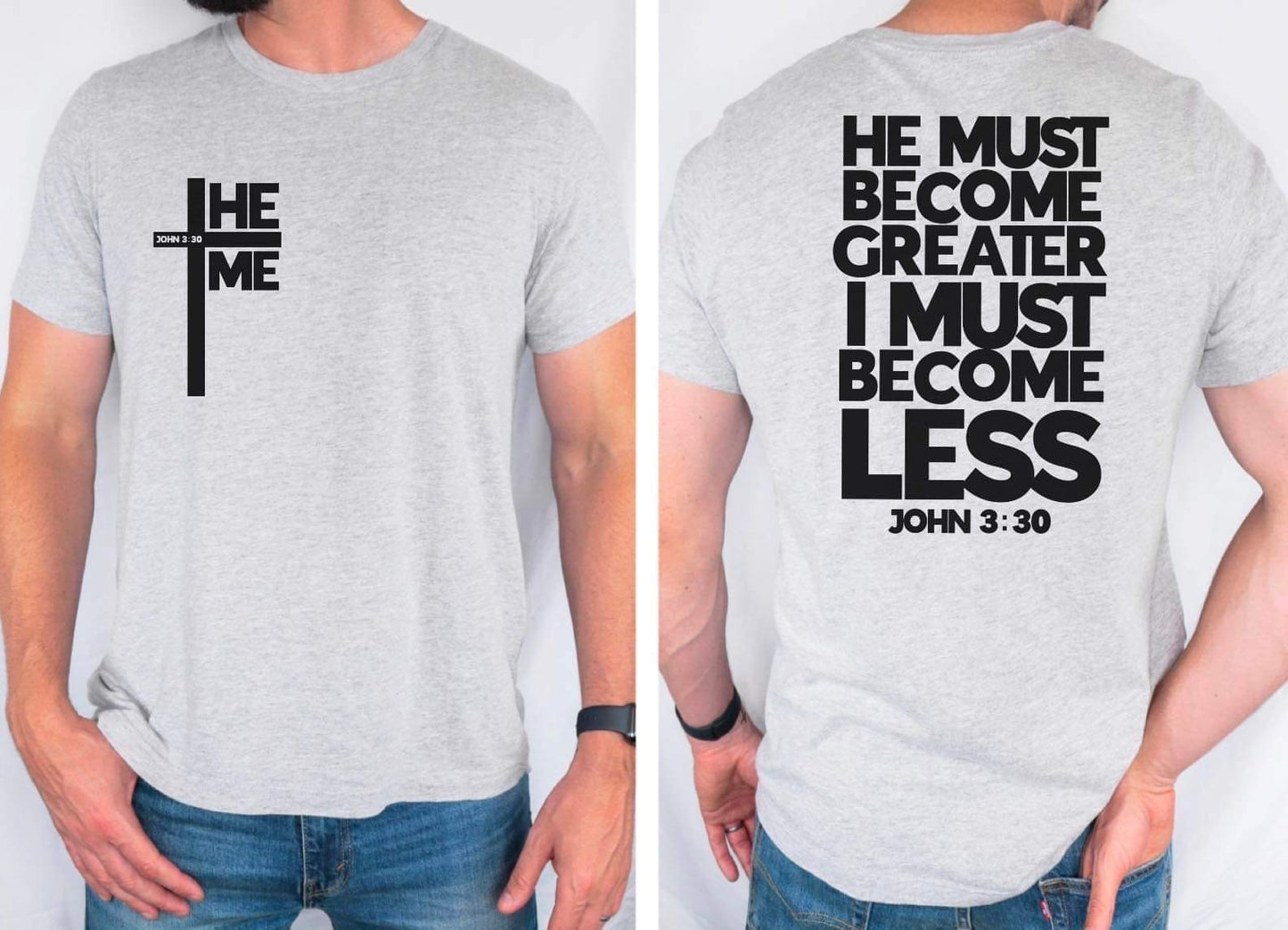 HE MUST BECOME GREATER *OLLIE & CO. EXCLUSIVE* - FRONT+BACK - DTF TRANSFER