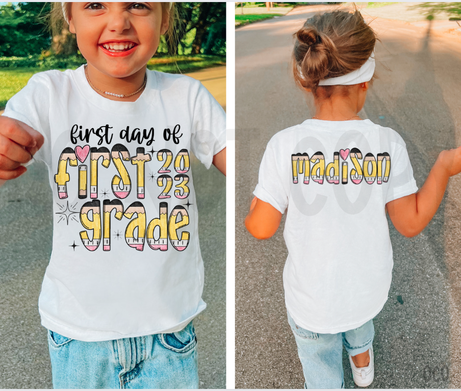 First day of Grade with names on back
