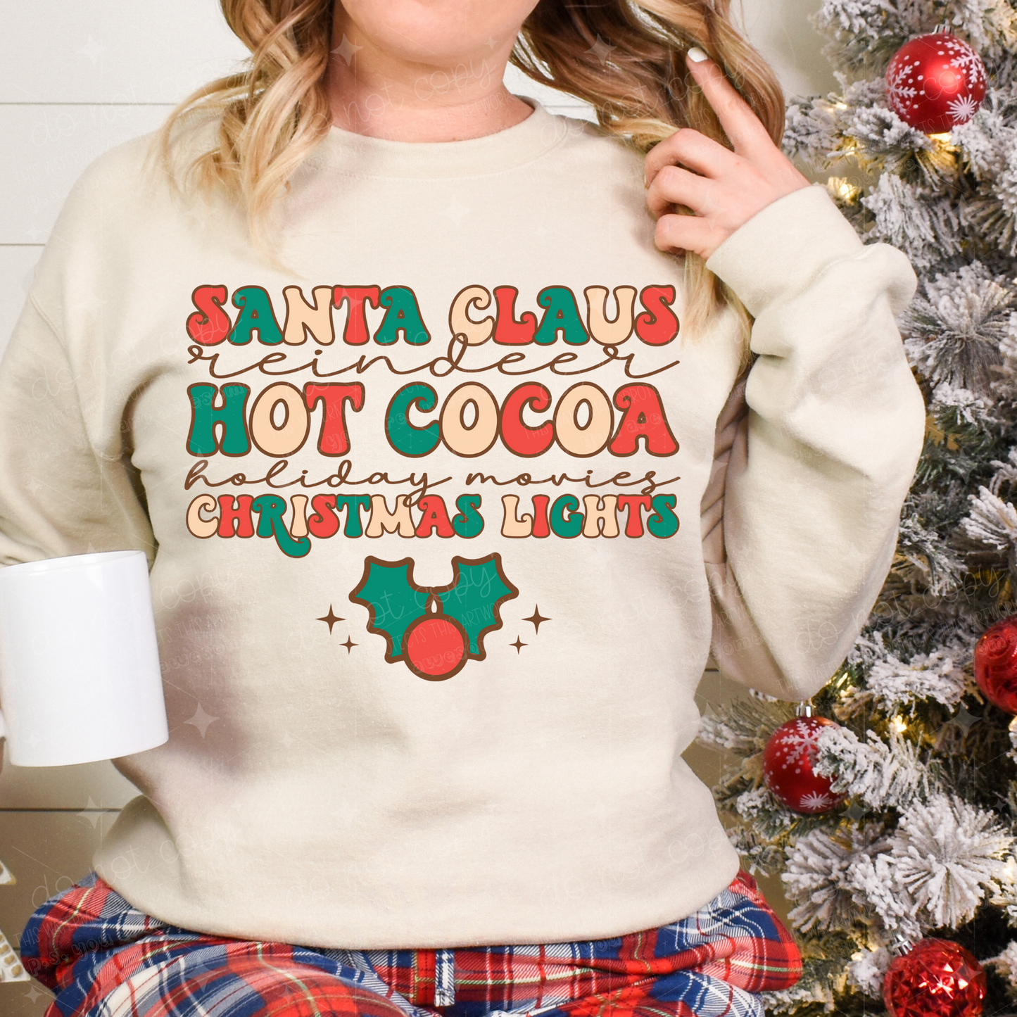 SANTA HOT COCOA CHRISTMAS LIGHTS - DTF TRANSFER