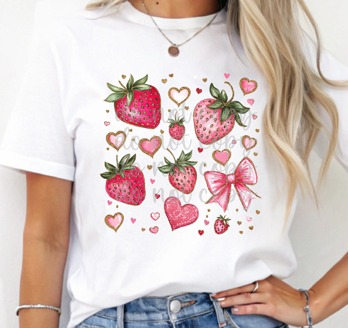 STRAWBERRIES AND BOWS - DTF TRANSFER