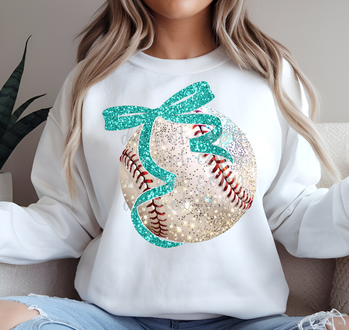 BASEBALL BOW - FAUX GLITTER - DTF TRANSFER