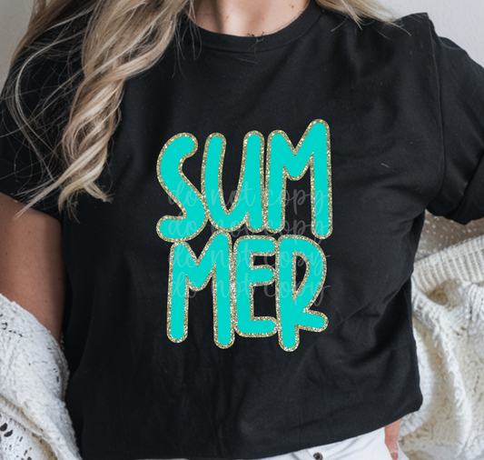 TEAL GOLD SUMMER - DTF TRANSFER