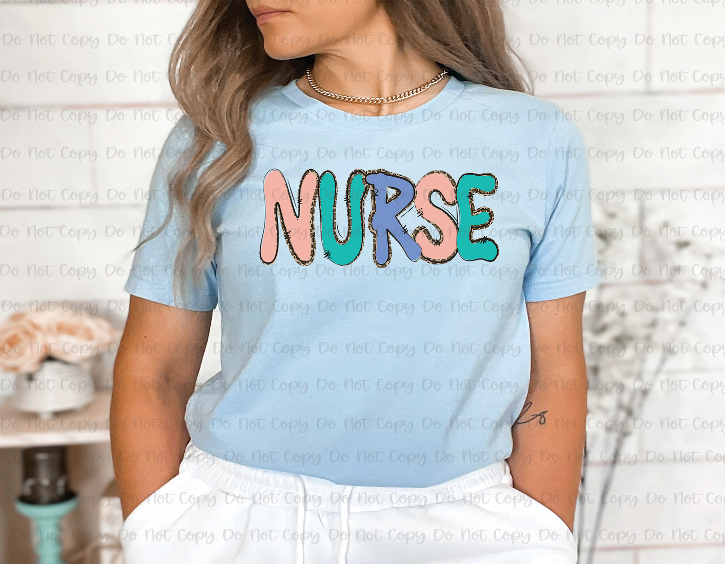 NURSE WITH LEOPARD OUTLINE - DTF TRANSFER