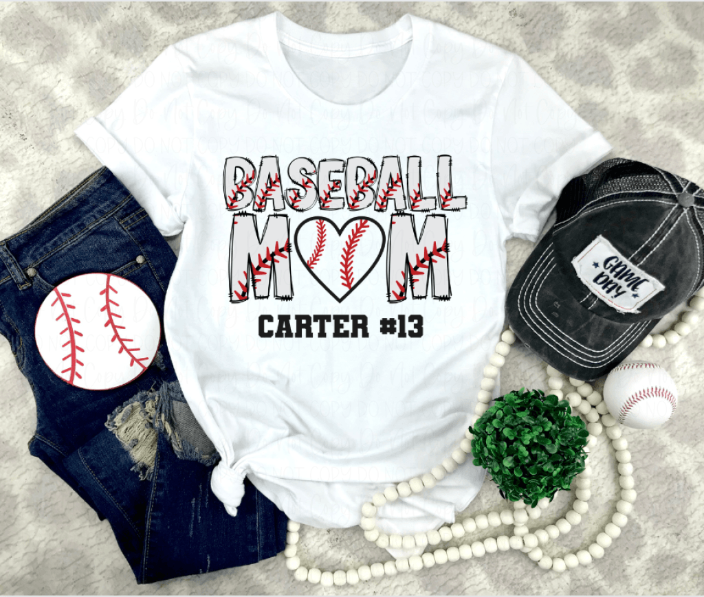 Baseball Alpha Mama Aunt Grandma Etc. With Kids Names Dtf