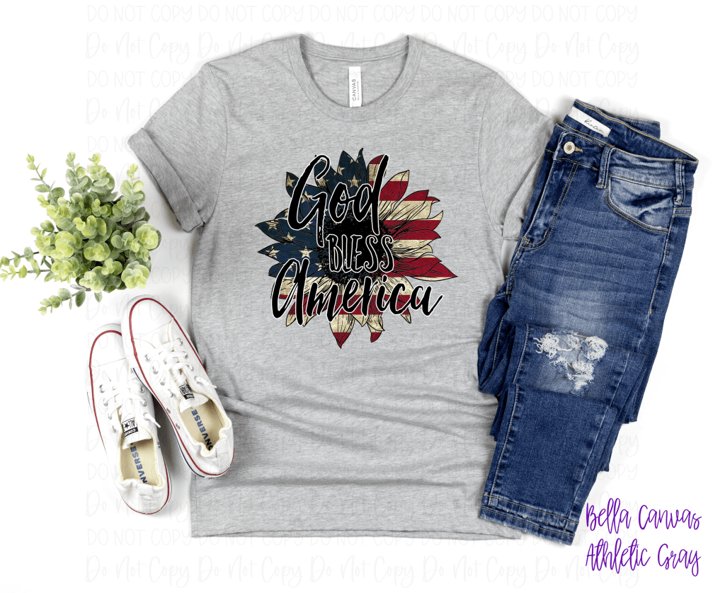 God Bless America Sunflower *dtf Only* Ships 4.11