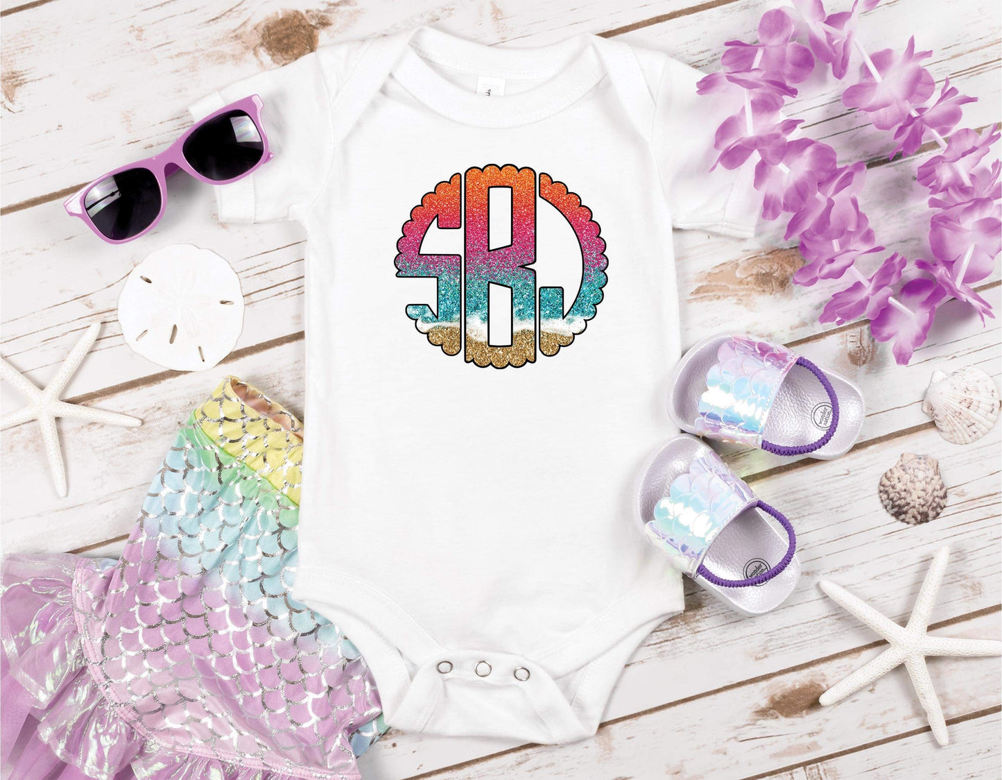 BEACH MONOGRAM - CUSTOM TRANSFER