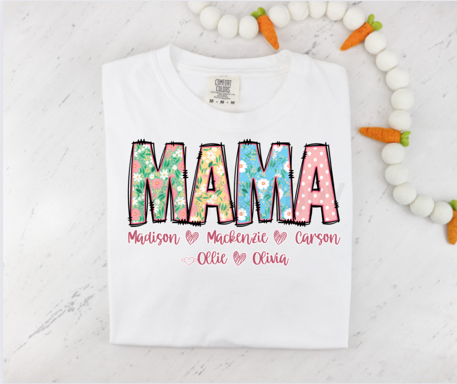 SPRING FLORAL TITLE W/ KIDS NAME - CUSTOM TRANSFER