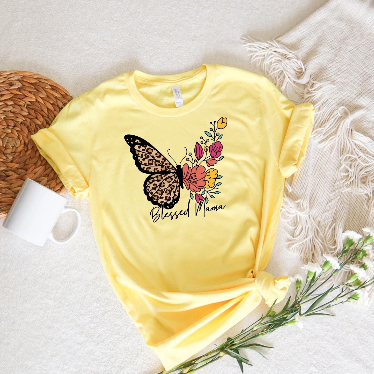 BLESSED MAMA LEOPARD BUTTERFLY - DTF TRANSFER