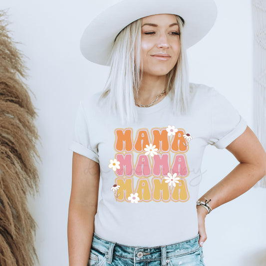 RETRO MAMA WITH FLOWERS - DTF TRANSFER