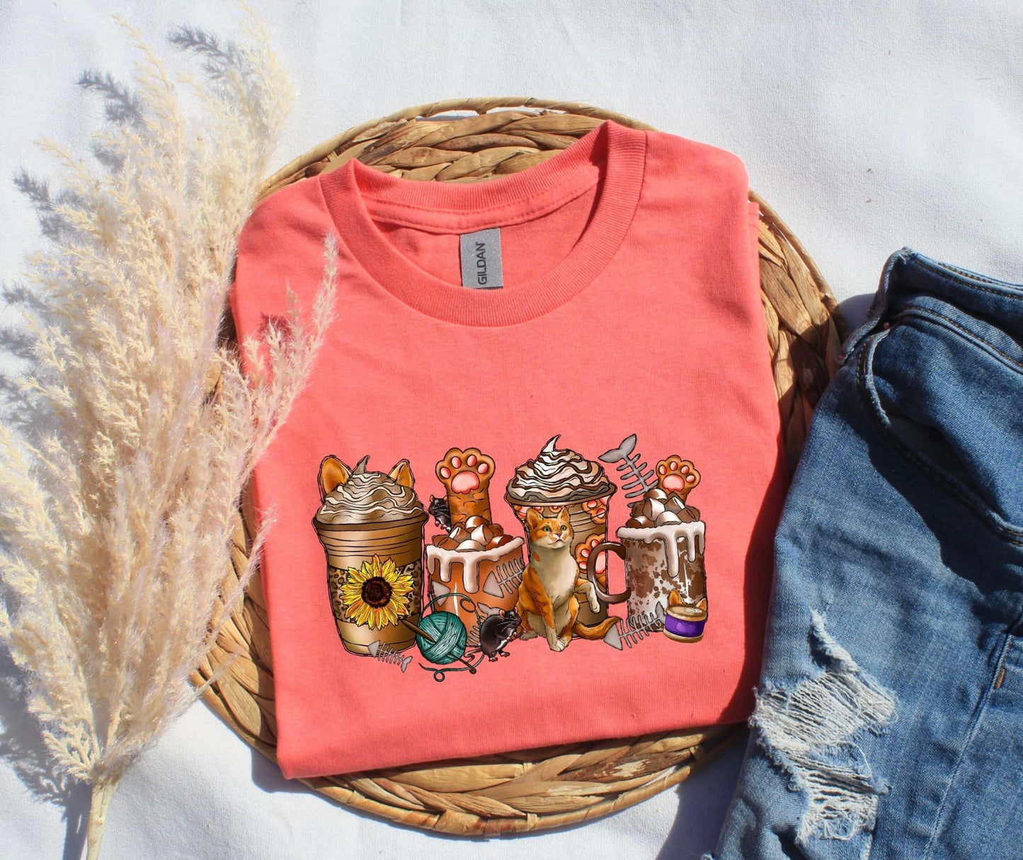 SUNFLOWER CAT LATTES - DTF TRANSFER