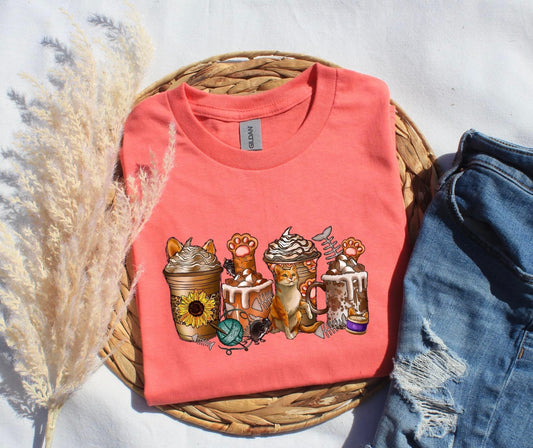 SUNFLOWER CAT LATTES - DTF TRANSFER