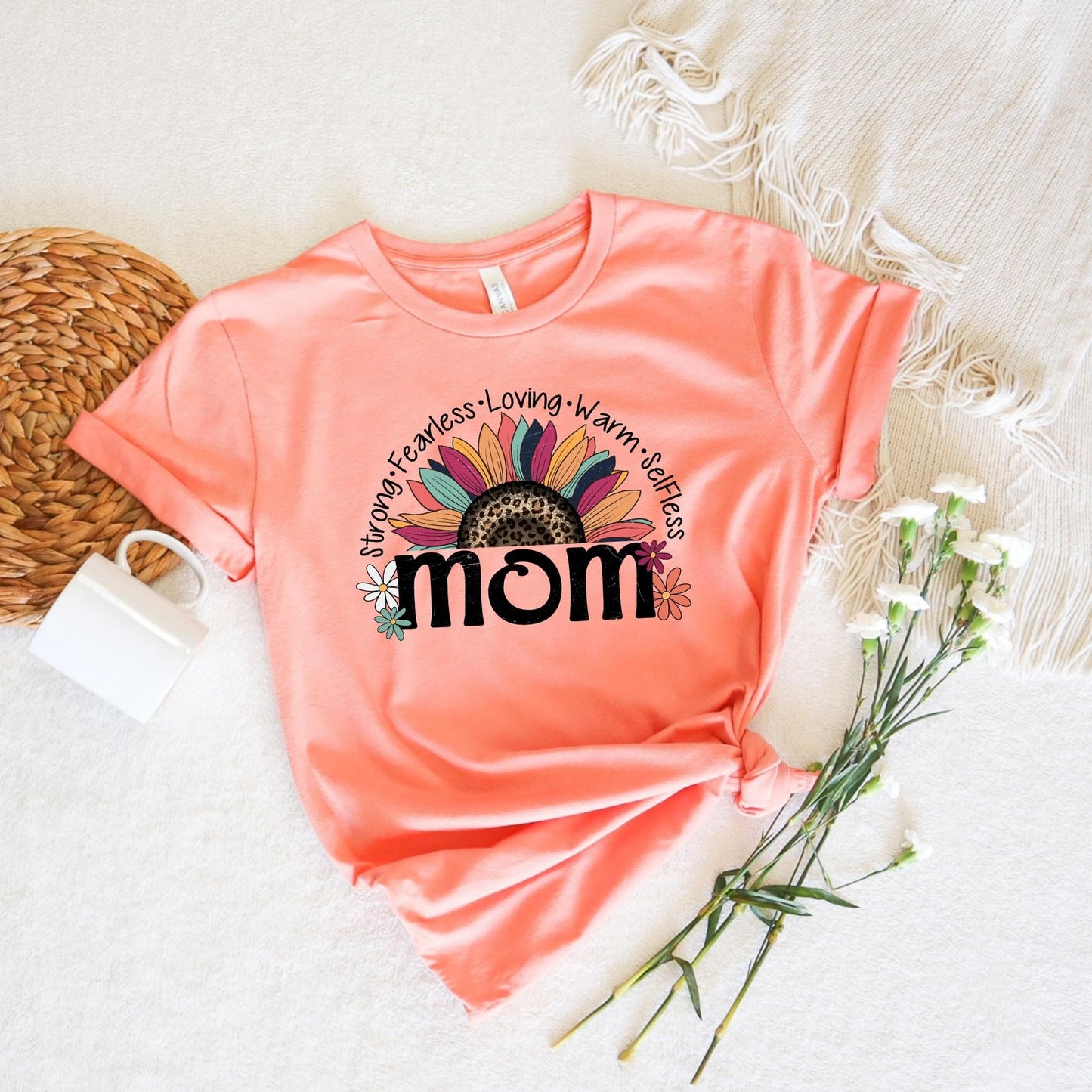 MOM STRONG, FEARLESS, LOVING, WARM, SELFLESS - DTF TRANSFER