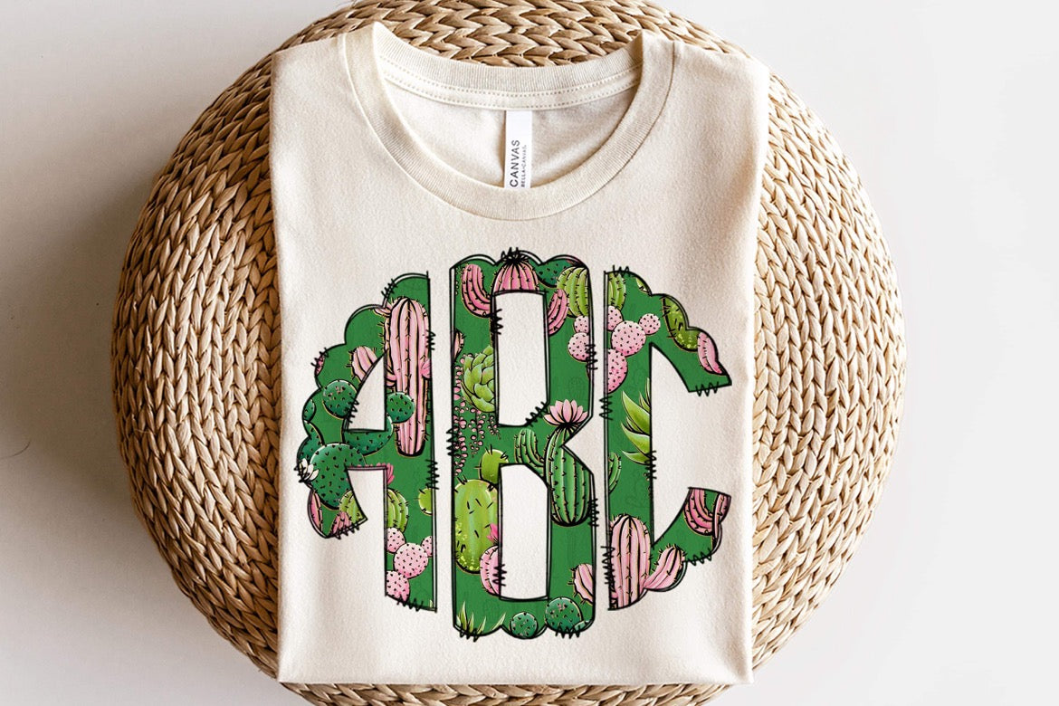 CACTUS - MONOGRAM - CUSTOM COMPLETED TEE