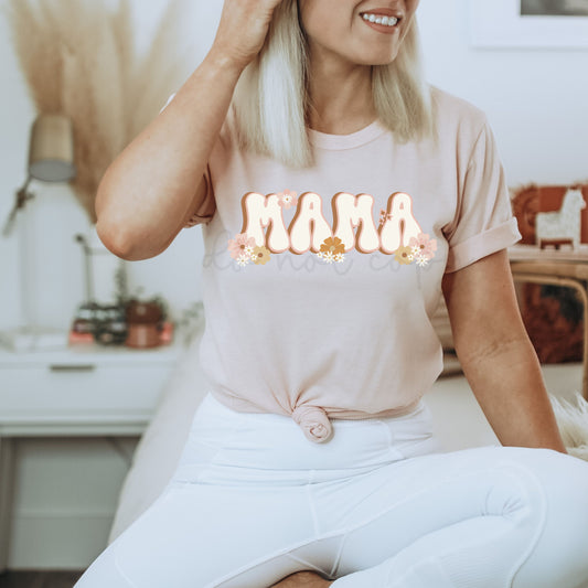 GROOVY MAMA WITH FLOWERS - DTF TRANSFER