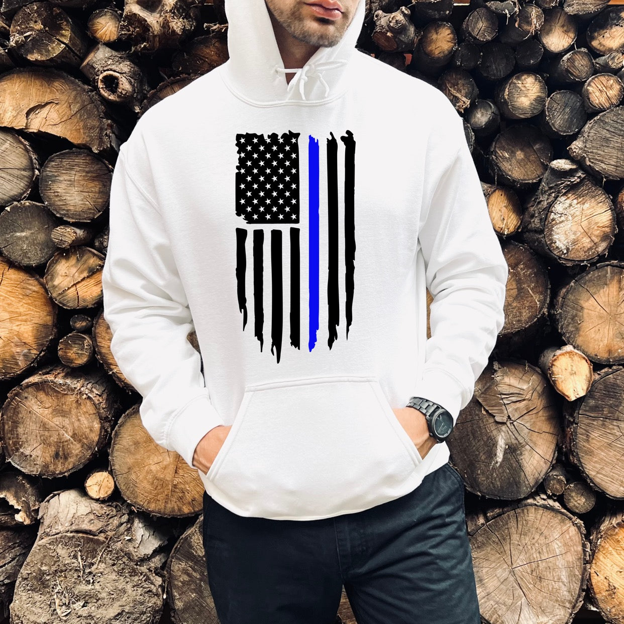 THIN BLUE LINE FLAG - DTF TRANSFER