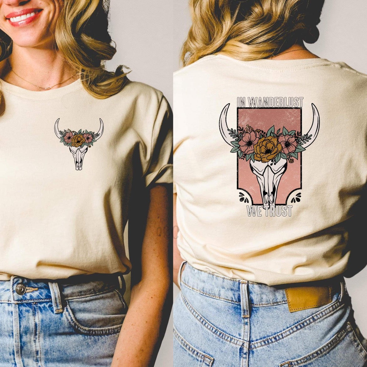 IN WANDERLUST WE TRUST - FRONT+BACK - DTF TRANSFER