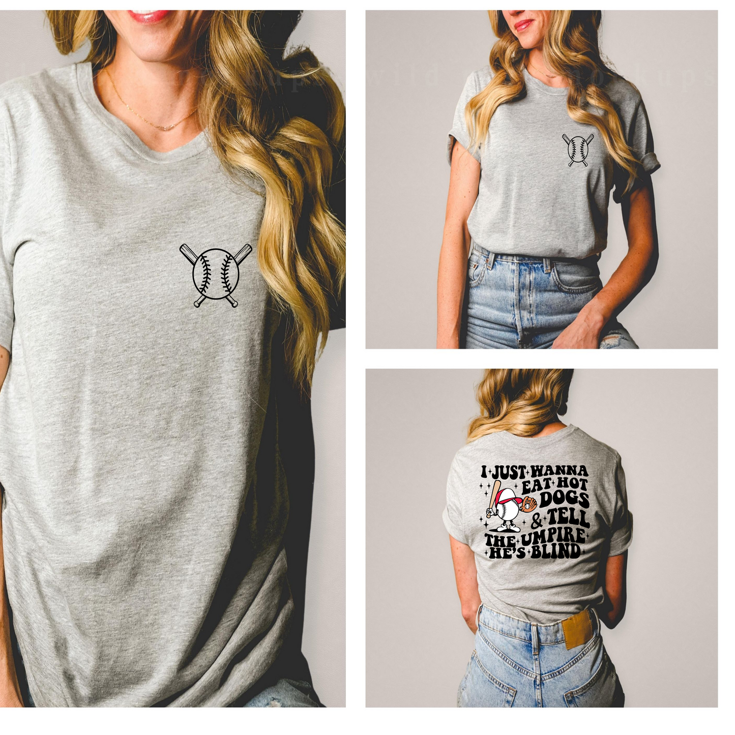 EAT HOTDOGS AND TELL THE UMPIRE HE'S BLIND - FRONT+BACK - DTF TRANSFER