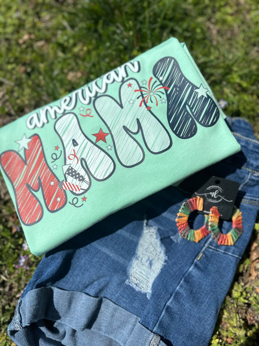 AMERICAN MAMA SCRIBBLE - DTF TRANSFER