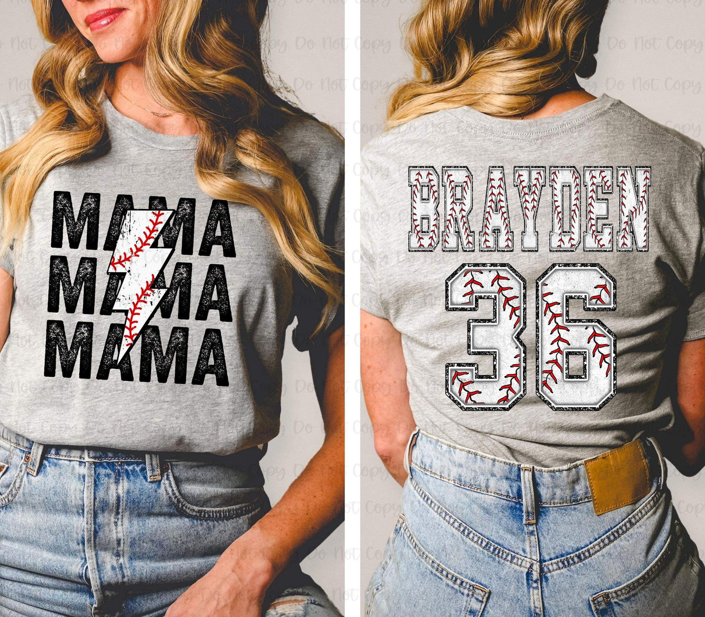 BASEBALL MAMA - FULL FRONT+BACK - 12" BACK+11"FRONT - CUSTOM TRANSFER