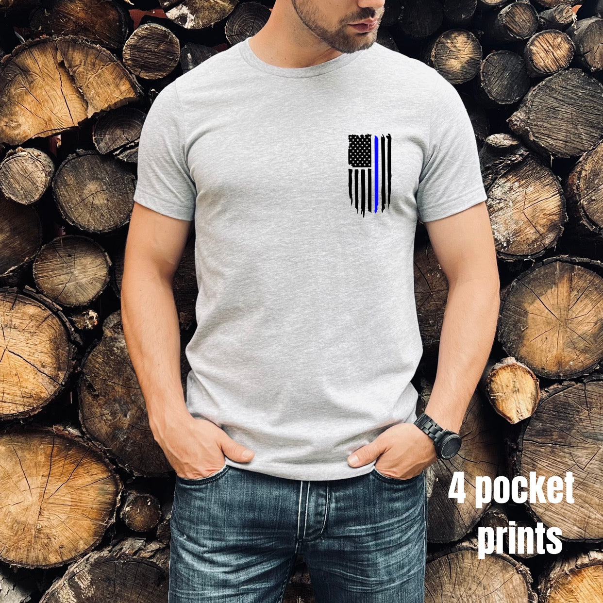 THIN BLUE LINE FLAG - DTF TRANSFER