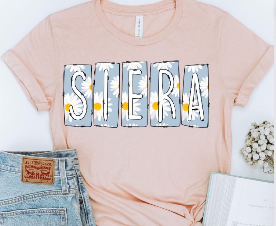 BLUE DAISY BLOCK NAMES - CUSTOM TRANSFER