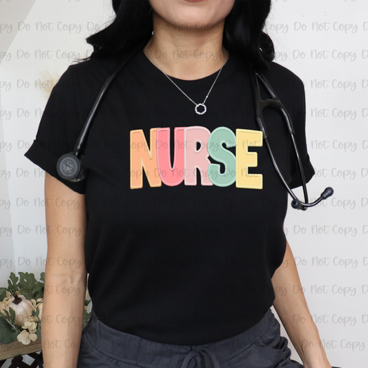 NURSE - FAUX EMBROIDERY - DTF TRANSFER