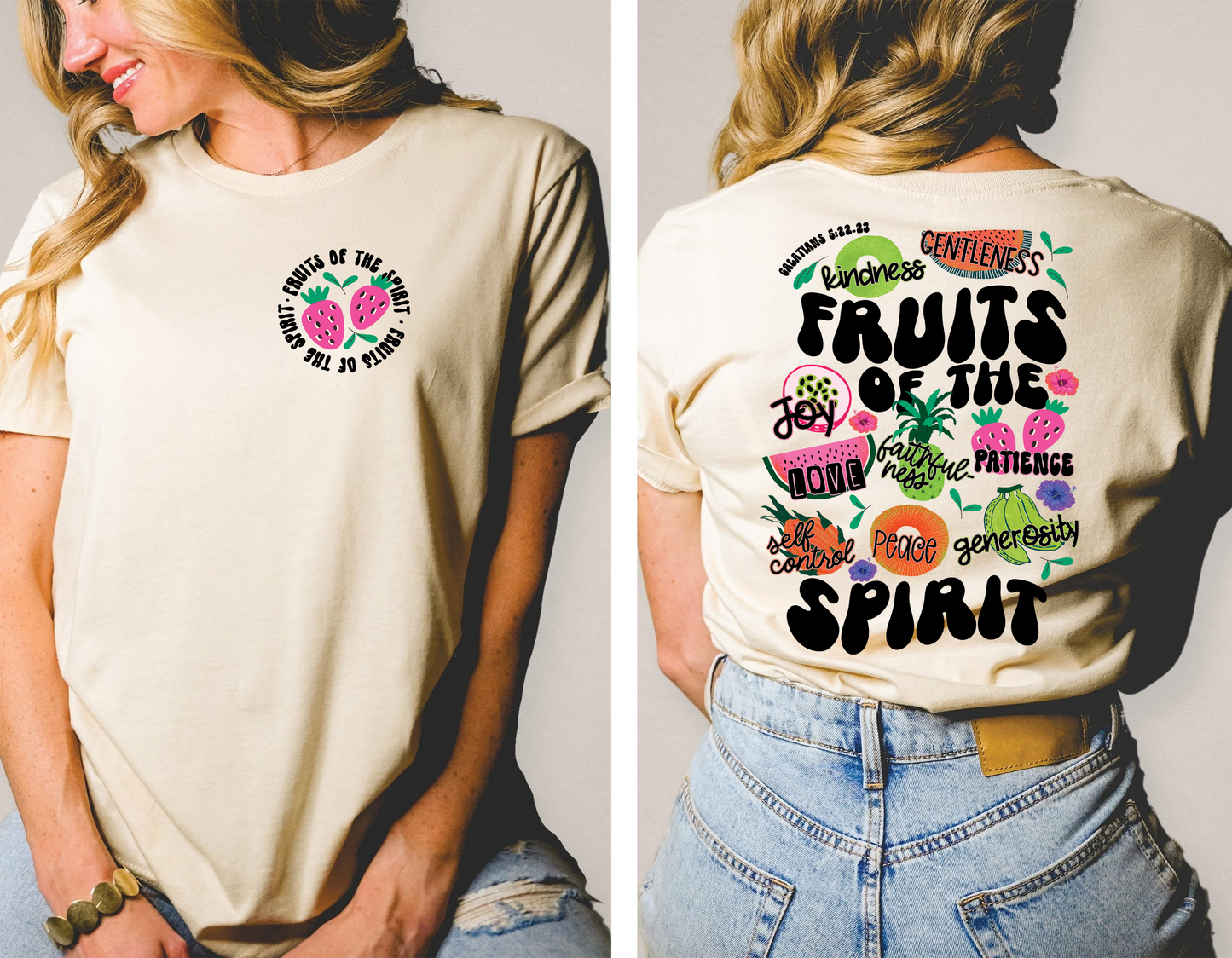 FRUITS OF THE SPIRIT - FRONT+BACK - DTF TRANSFER