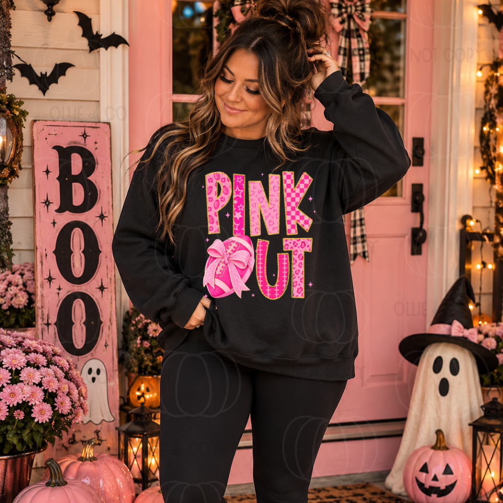 PINK OUT PREPPY GOLD OUTLINE - DTF TRANSFER