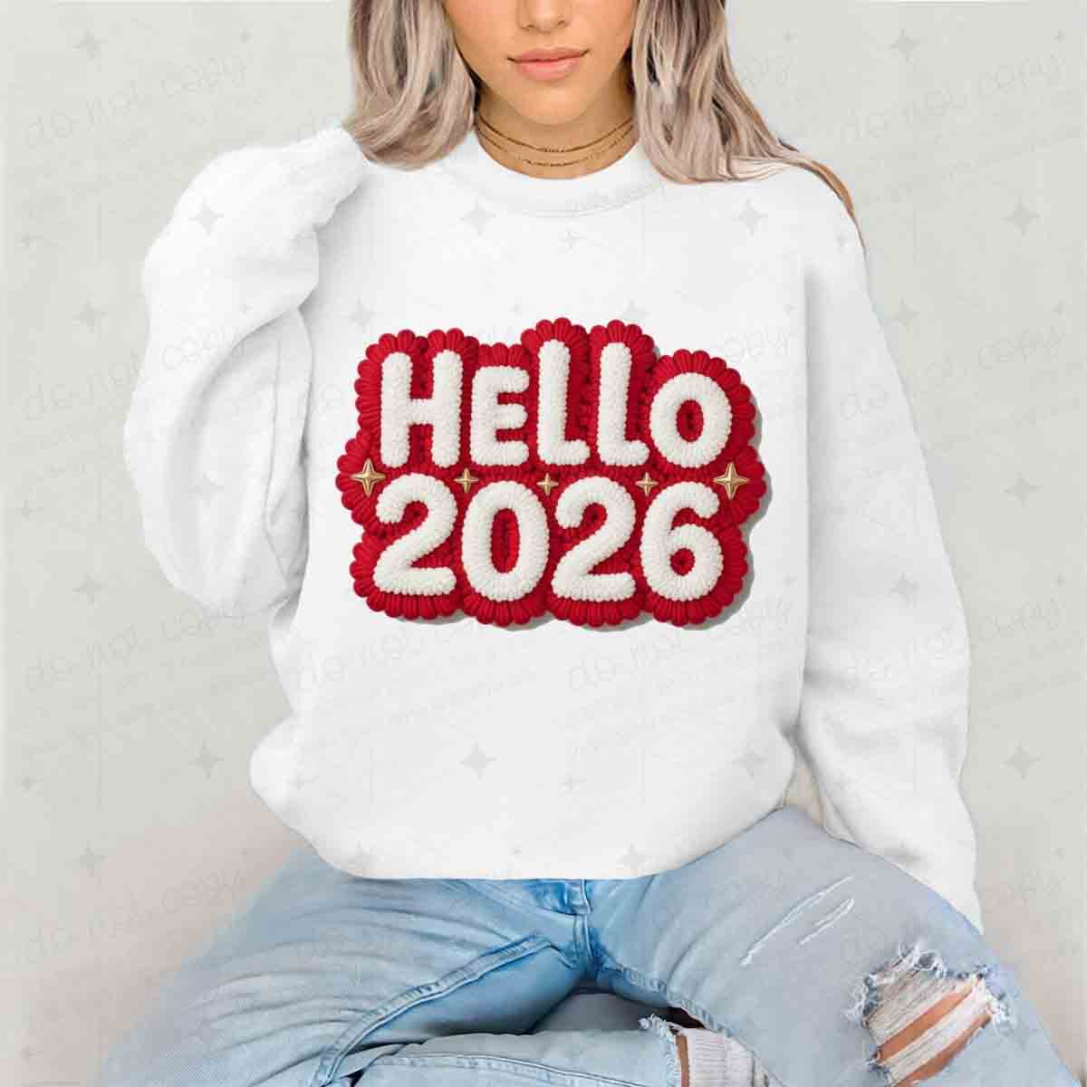 HELLO 2026 - FAUX YARN - DTF TRANSFER