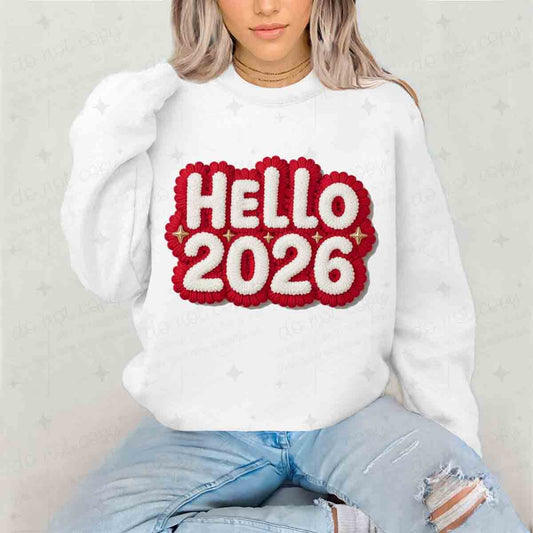 HELLO 2026 - FAUX YARN - DTF TRANSFER
