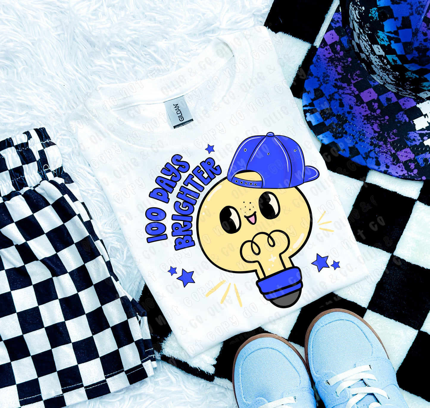 100 DAYS BRIGHTER BLUE - OLLIE & CO. EXCLUSIVE - DTF TRANSFER