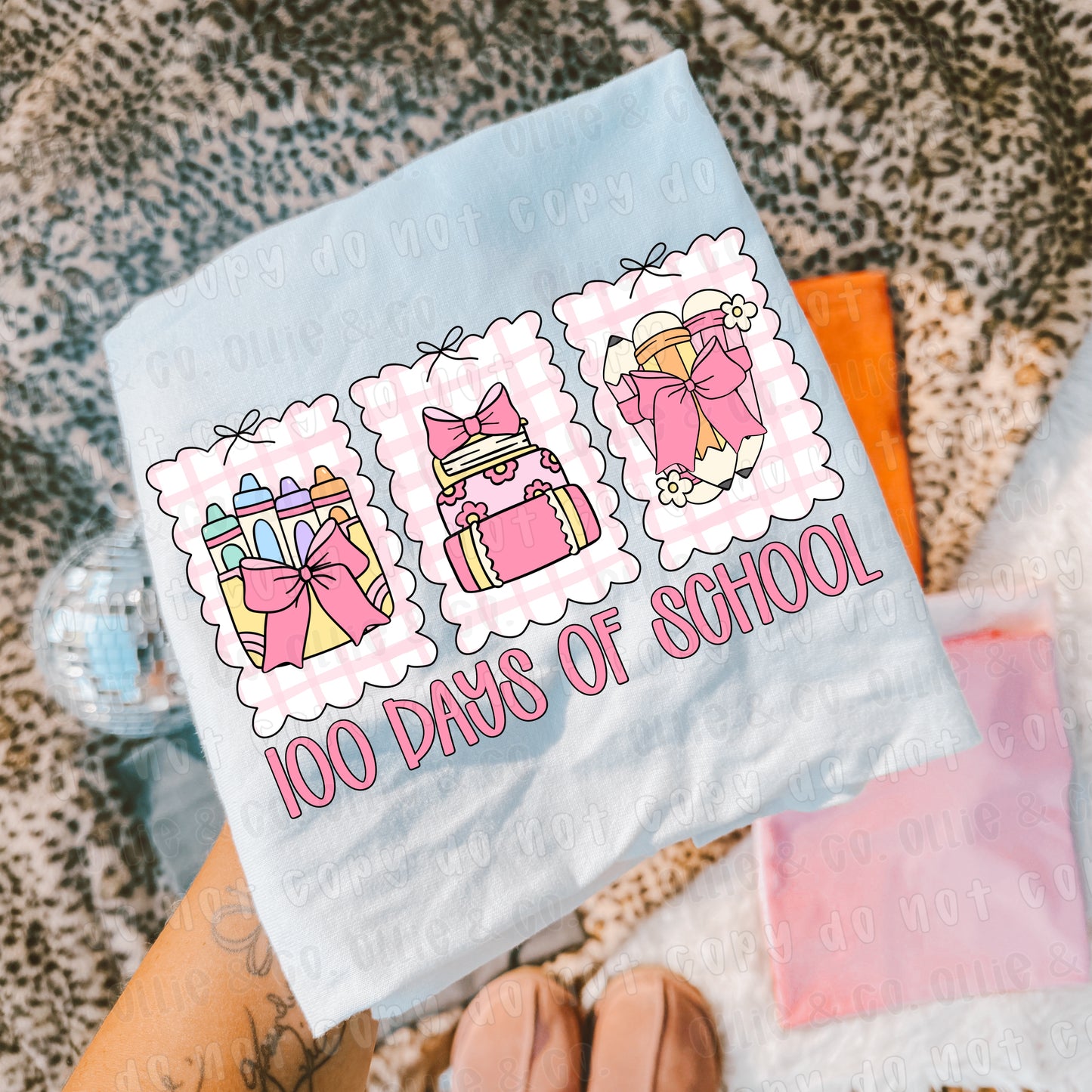 100 DAYS OF SCHOOL BACKPACK PINK TRIO - OLLIE & CO. EXCLUSIVE - DTF TRANSFER