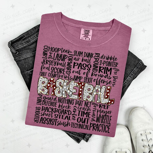 BASKETBALL - MAROON/GREY - DTF TRANSFER