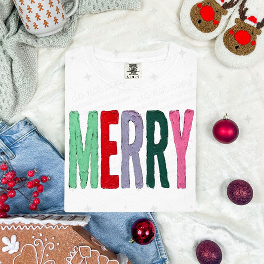 PAINTED MULTICOLOR MERRY - DTF TRANSFER