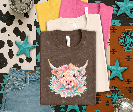 EASTER HIGHLAND COW - DTF TRANSFER