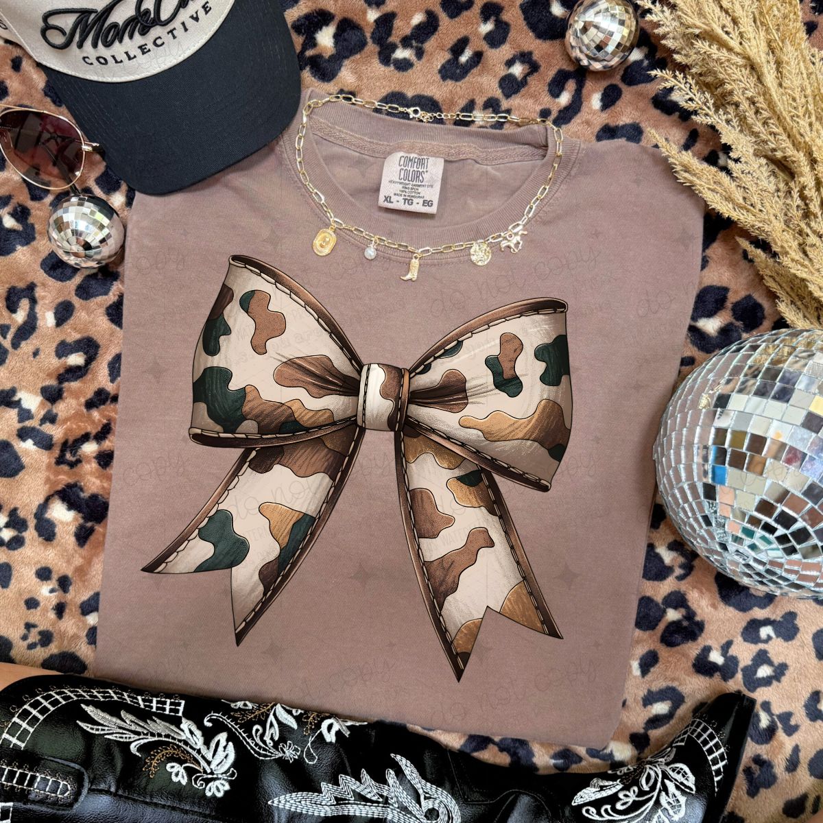 COQUETTE COW PRINT BOW - DTF TRANSFER