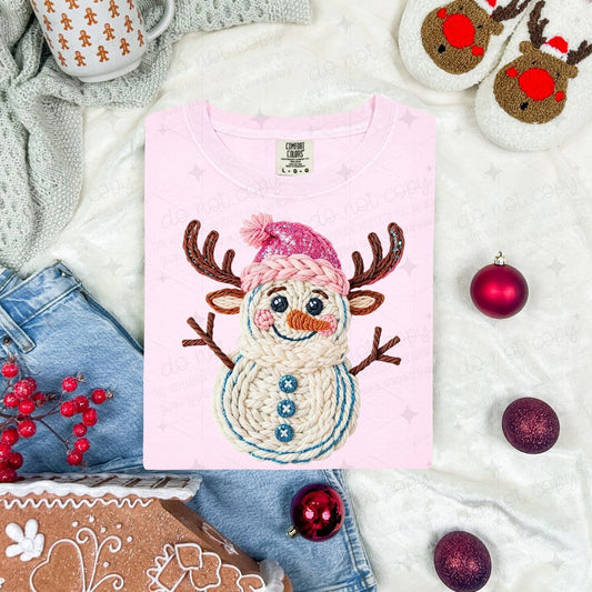 SNOWMAN REINDEER - FAUX YARN - DTF TRANSFER