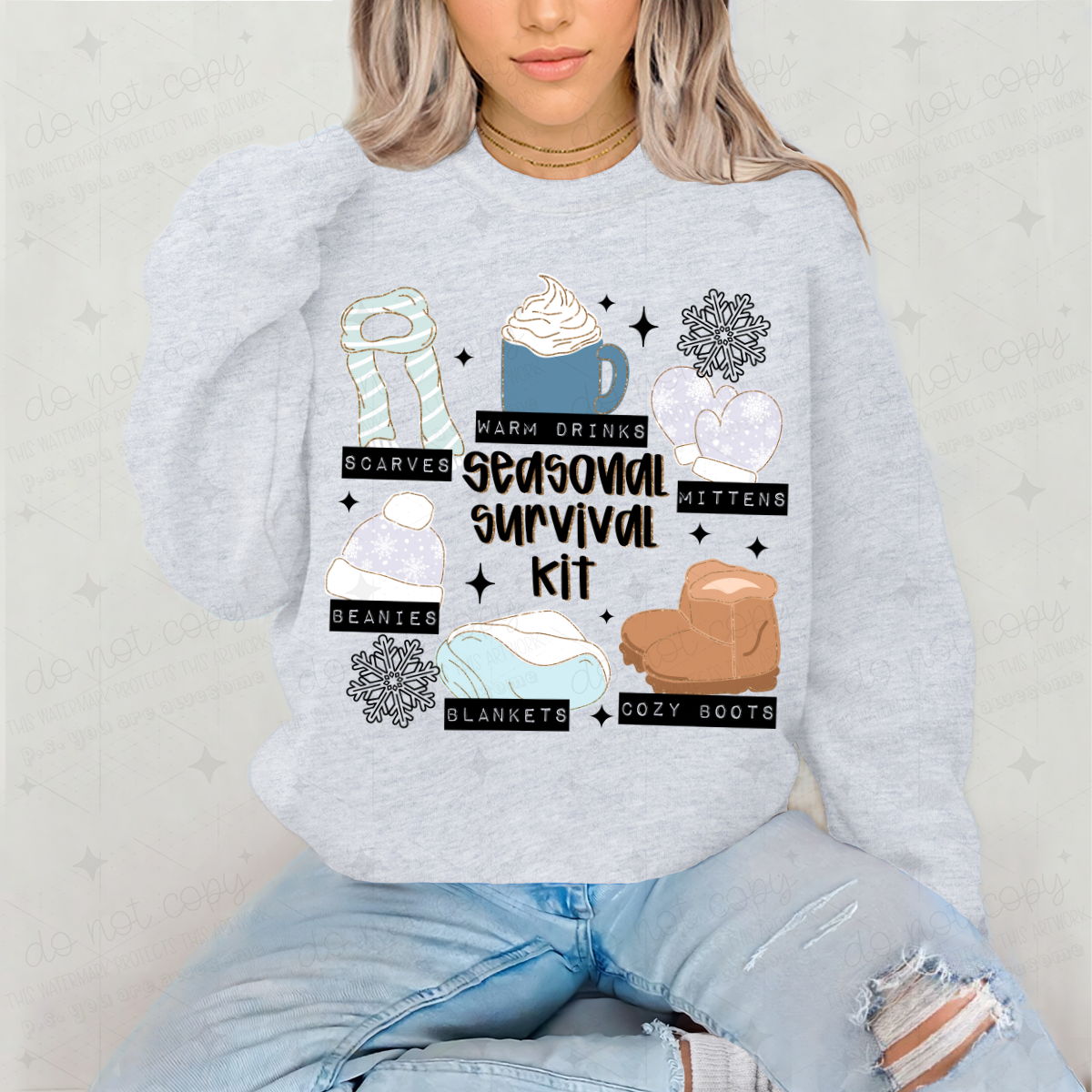 SEASONAL SURVIVAL KIT - FAUX GLITTER - DTF TRANSFER