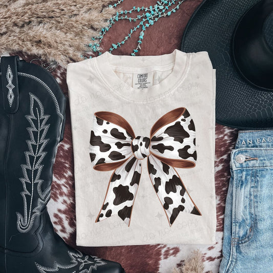 COQUETTE COW PRINT BOW - DTF TRANSFER