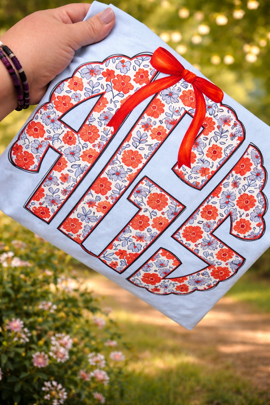 PATRIOTIC FLORAL MONOGRAM - CUSTOM TRANSFER