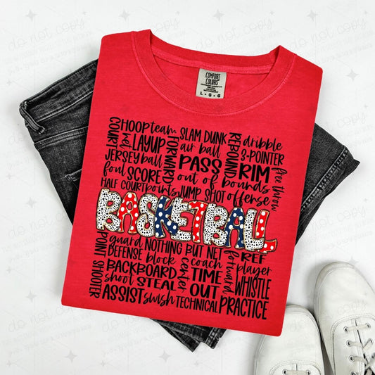 BASKETBALL - NAVY BLUE/RED - DTF TRANSFER