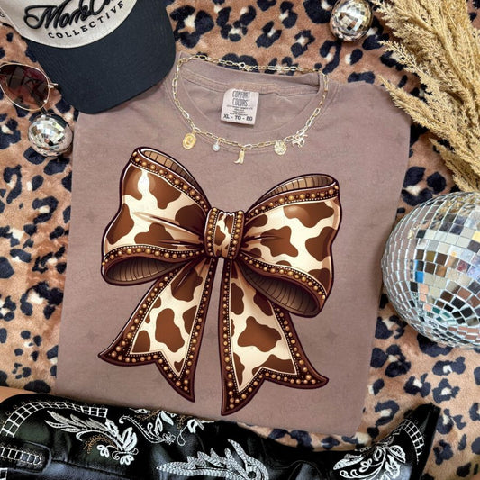 COQUETTE COW PRINT BOW - DTF TRANSFER